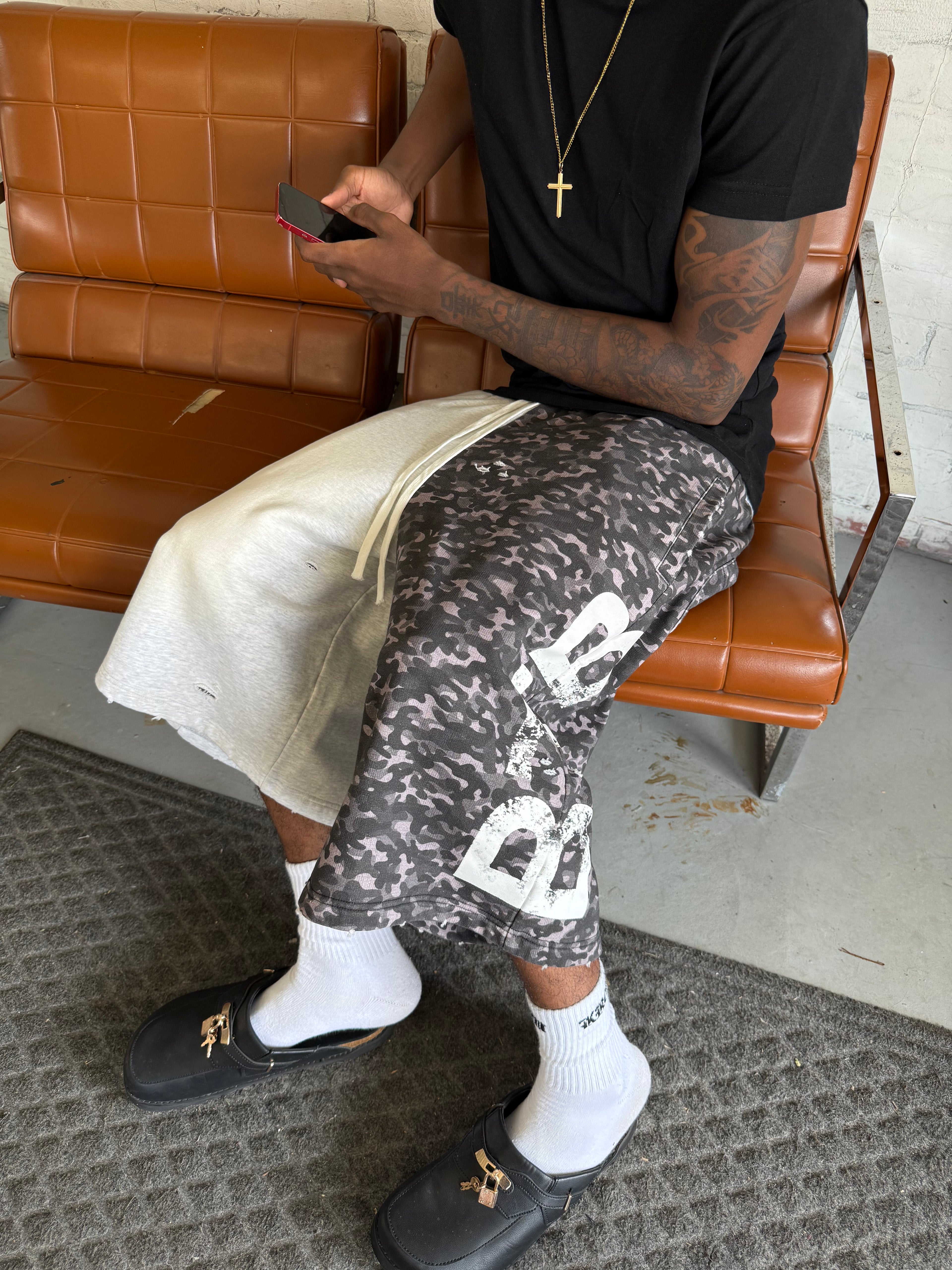 Gray Two-Faced Shorts