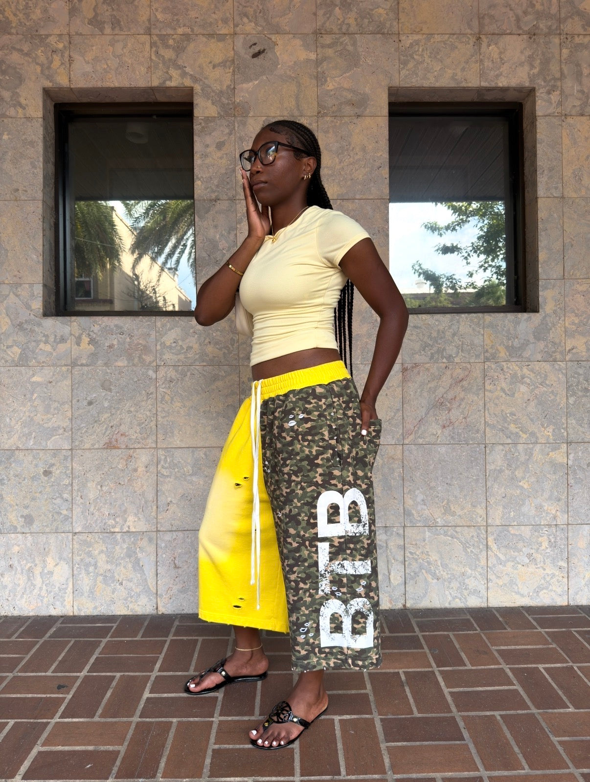 Yellow Two-Faced Shorts